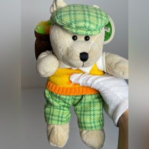 Starbucks Barista Plaid Green and Yellow Teddy Bear Toy